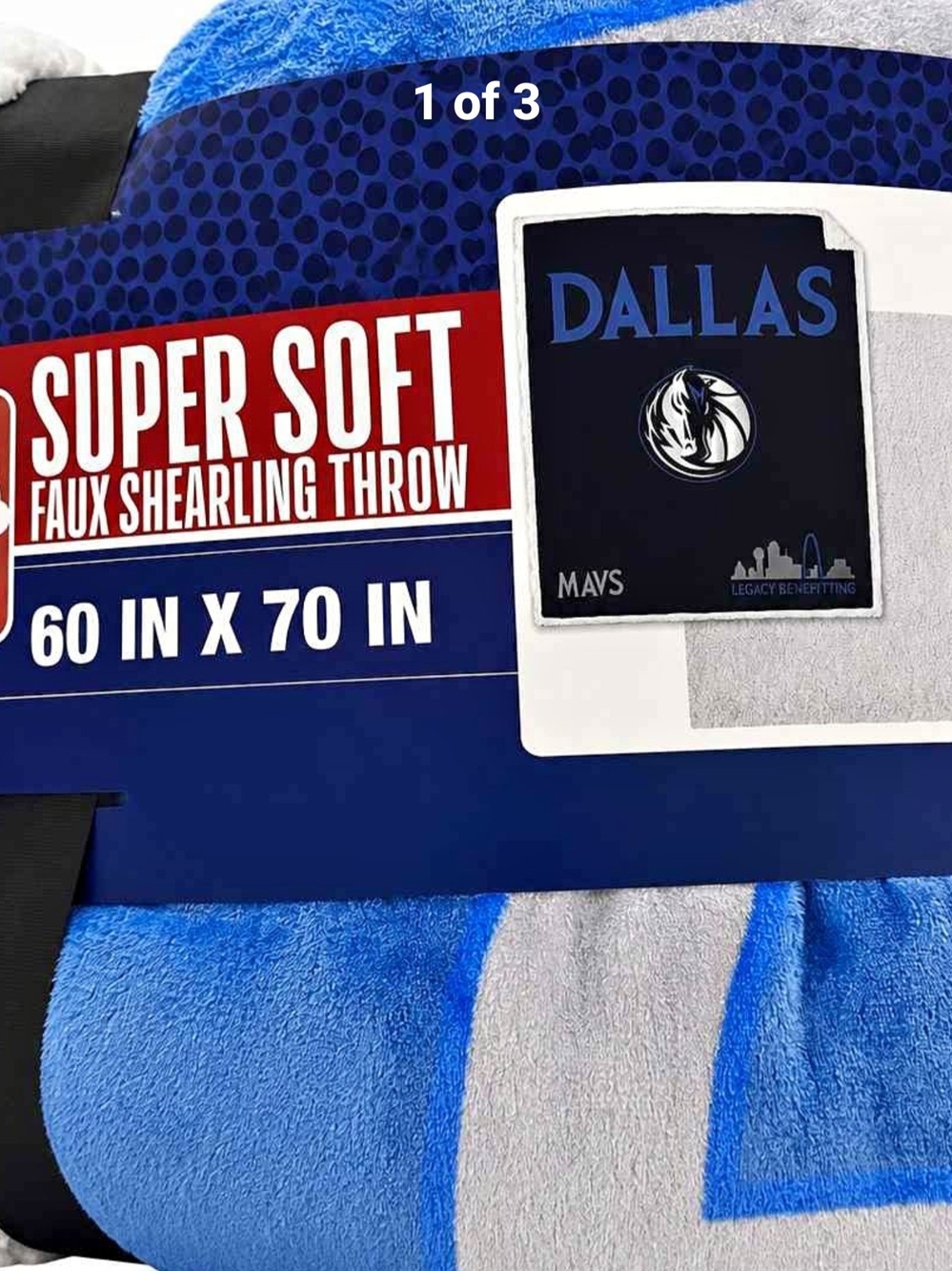 NBA Dallas Mavericks Blue and Gray Super Soft Faux Shearling Throw